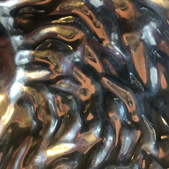 Lion platter: large silver metal raised decor or bowl: Mariposa made in Mexico - Picture 8 of 9